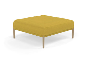 Modern Pouffe Footstools Ottomans Square Seat 103x103cm in Vibrant Mustard Yellow Fabric-Natural Oak-Distinct Designs (London) Ltd