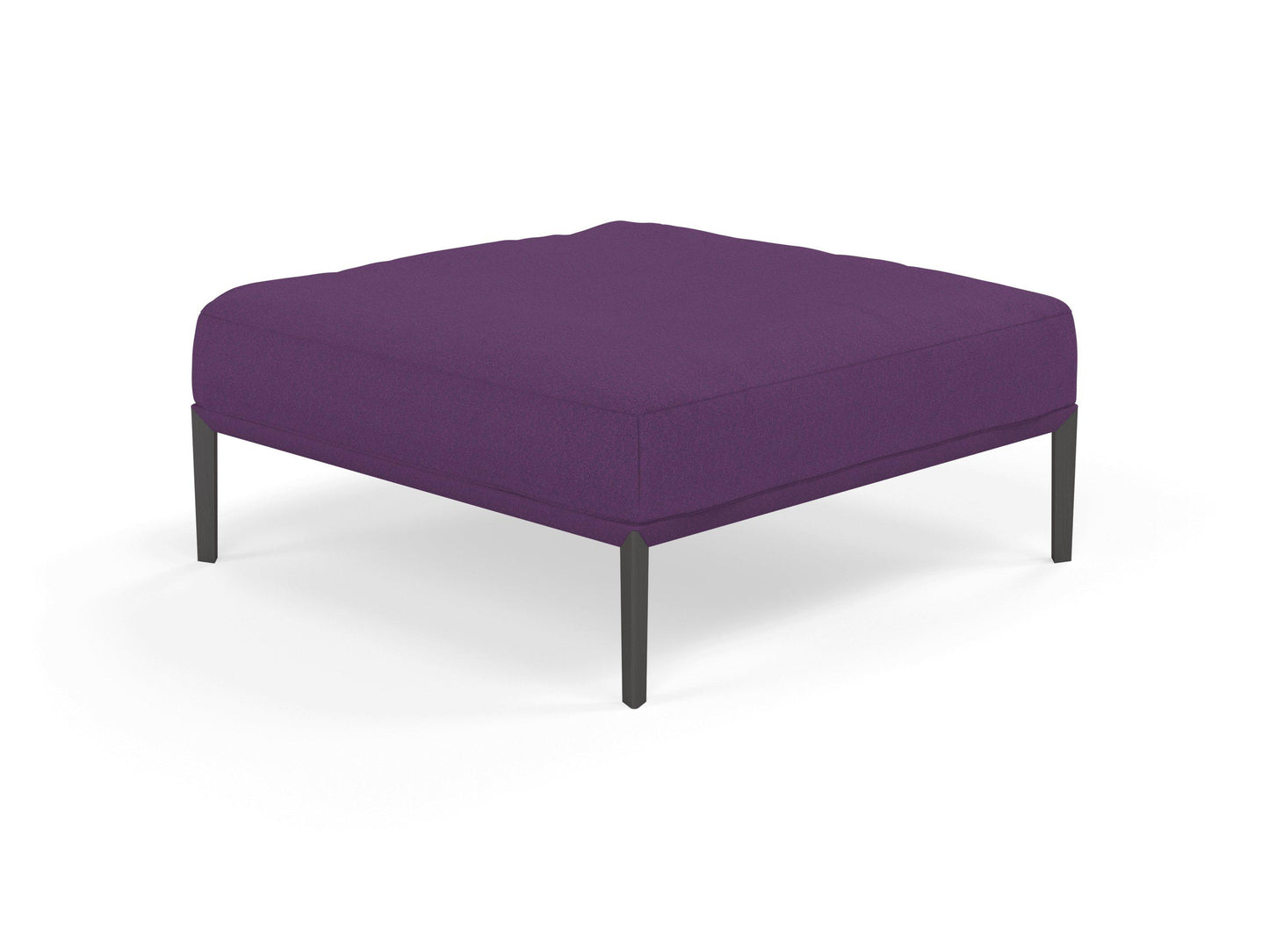 Modern Pouffe Footstool Ottoman Square Seat 103x103cm in Deep Purple Fabric-Wenge Oak-Distinct Designs (London) Ltd