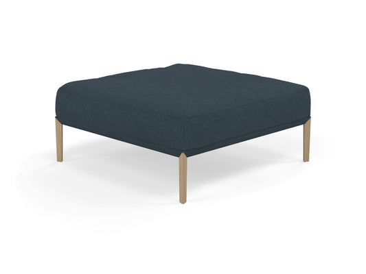 Modern Pouffe Footstool Ottoman Square Seat 103x103cm in Denim Blue Fabric-Natural Oak-Distinct Designs (London) Ltd