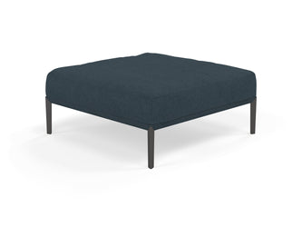 Modern Pouffe Footstool Ottoman Square Seat 103x103cm in Denim Blue Fabric-Wenge Oak-Distinct Designs (London) Ltd