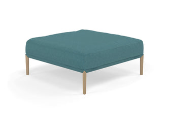 Modern Pouffe Footstools Ottomans Square Seat 103x103cm in Teal Blue Fabric-Natural Oak-Distinct Designs (London) Ltd