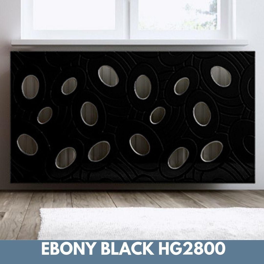 Sophisticated Removable Radiator Heater Cover with bold GALAXY Design HIGH GLOSS Finish & Colours-Ebony Black Gloss-70x90cm-Distinct Designs (London) Ltd