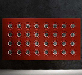 Made to Measure Radiator Heater Cover with Contemporary RINGS Design HIGH GLOSS Finish-DarkRed-70x70cm-Distinct Designs (London) Ltd