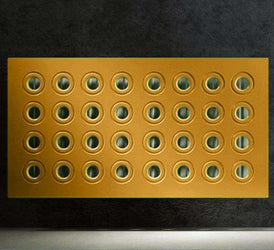 Made to Measure Radiator Heater Cover with Contemporary RINGS Design SATIN MATT Finish-Tuscany Yellow-70x70cm-Distinct Designs (London) Ltd