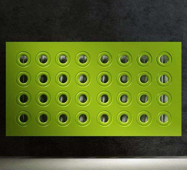 Made to Measure Radiator Heater Cover with Contemporary RINGS Design HIGH GLOSS Finish-Lime Green-70x70cm-Distinct Designs (London) Ltd
