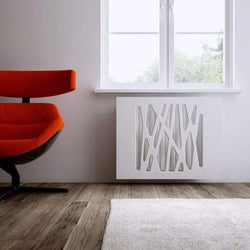 SALE Radiator Heater Cover with Futuristic GEO Design WHITE & Slate Grey Metallic-Distinct Designs (London) Ltd