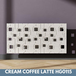 Bespoke Removable Radiator Heater Cover with geometric SATURN Design in HIGH GLOSS Finish & Colours-Coffee Latte-70x70cm-Distinct Designs (London) Ltd