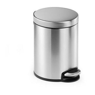 Round Pedal Waste Rubbish Bin with Smooth Silent Close Lid 5L,12L or 20L in coated Stainless Steel-5L-Distinct Designs (London) Ltd