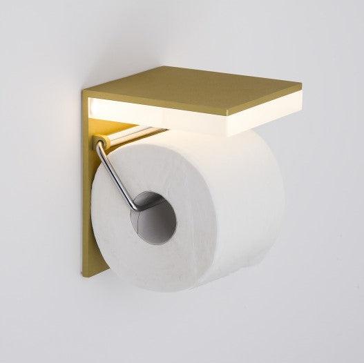 Wall Mounted Aluminium Bathroom Paper Toilet Roll Holder with mains powered LED Bathroom Light-Gold-Distinct Designs (London) Ltd