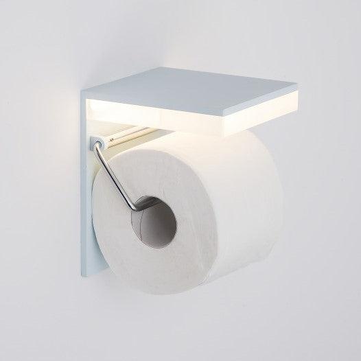 Wall Mounted Aluminium Bathroom Paper Toilet Roll Holder with mains powered LED Bathroom Light-Distinct Designs (London) Ltd