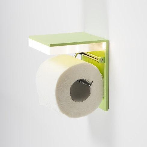 Wall Mounted Aluminium Bathroom Paper Toilet Roll Holder with mains powered LED Bathroom Light-Lime Green-Distinct Designs (London) Ltd