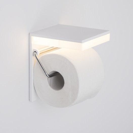 Wall Mounted Aluminium Bathroom Paper Toilet Roll Holder with mains powered LED Bathroom Light-White-Distinct Designs (London) Ltd