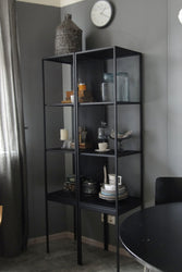 Bespoke Metal Display Cabinet Book Case Shelving Unit 40x180x40cm (LxHxD) in Black-Distinct Designs (London) Ltd