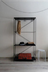 Bespoke Metal Entry Hall Hanger Rack Unit with Two Shelves 90x180x36cm (LxHxD) in Black-Distinct Designs (London) Ltd