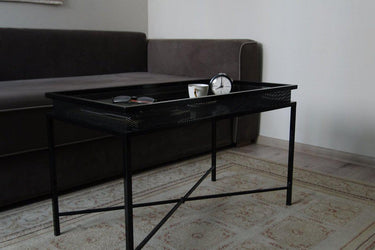 Bespoke Metal Coffee Table 82x41x47cm (LxHxD) in Black-Crossbraced-Distinct Designs (London) Ltd