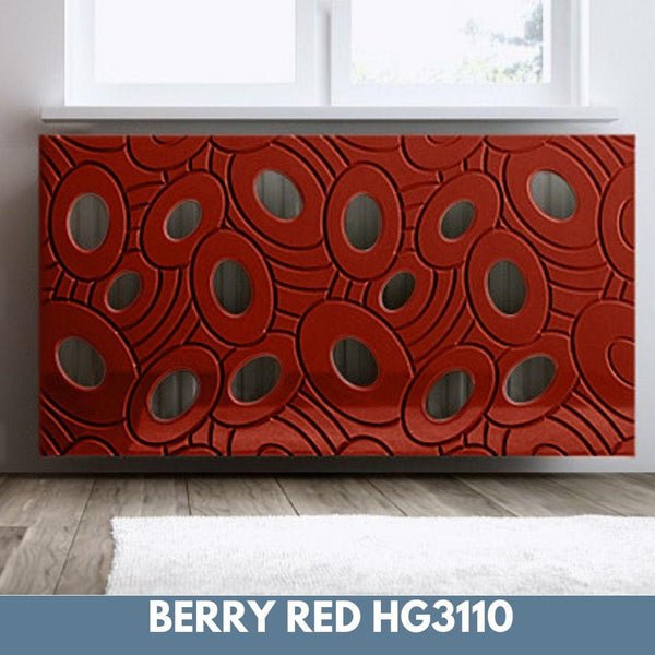 Sophisticated Removable Radiator Heater Cover with bold GALAXY Design HIGH GLOSS Finish & Colours-Berry Red Gloss-70x90cm-Distinct Designs (London) Ltd