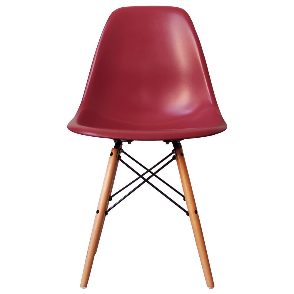 Distinct Classic Mid-Century style Dining Office Burgundy Red Chair with choice of braced Wooden Leg-Natural Beach-Distinct Designs (London) Ltd