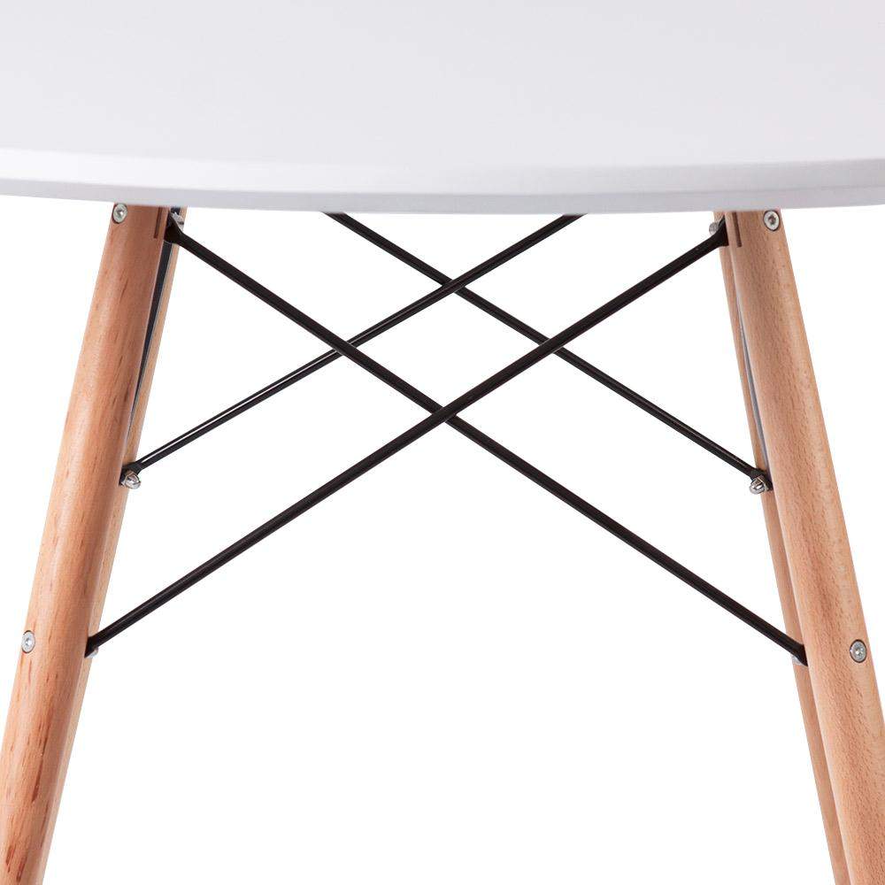 Distinct Designs Classic Mid-Century Design Dining Office White Round 90cm Diameter Dining Table with Wooden Legs-Distinct Designs (London) Ltd