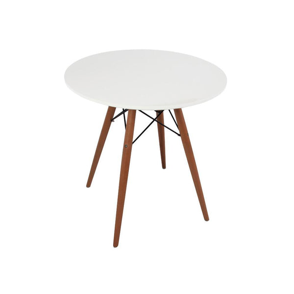 Distinct Designs Classic Mid-Century Design Dining Office White Round 80cm Diameter Dining Table with Wooden Legs-Walnut-Distinct Designs (London) Ltd