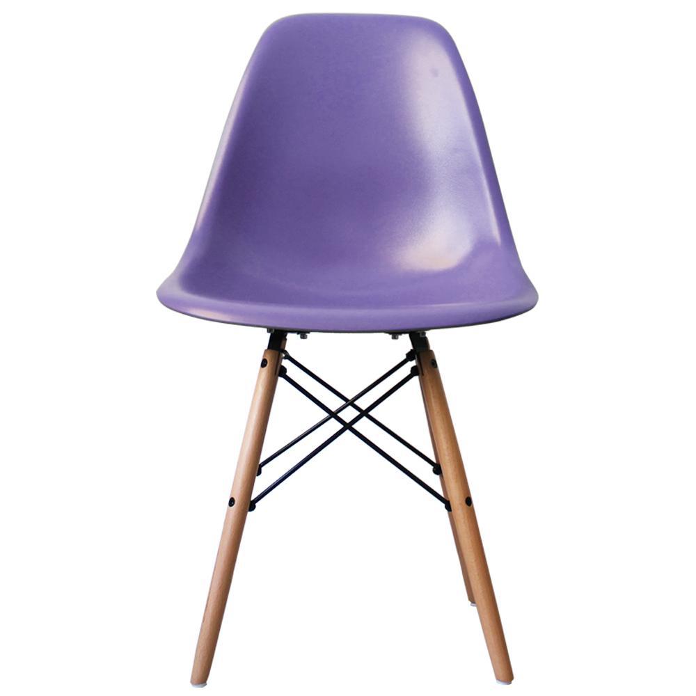 Distinct Classic Mid-Century Design Dining Office Iris Purple Chair with choice of braced Wooden Leg-Natural Beach-Distinct Designs (London) Ltd