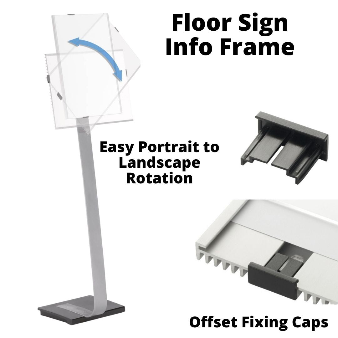 Floor Standing Aluminium Info Sign Holder with Acrylic Panel Display Holder for PPE social distancing Posters-Distinct Designs (London) Ltd