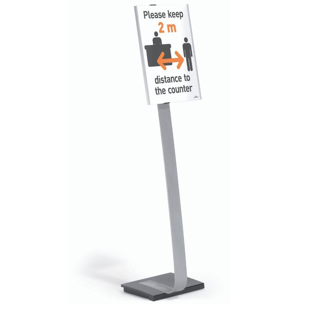 Floor Standing Crystal Clear Acrylic Sign with Transparent Display Panel Holder PPE social distancing Posters-Distinct Designs (London) Ltd