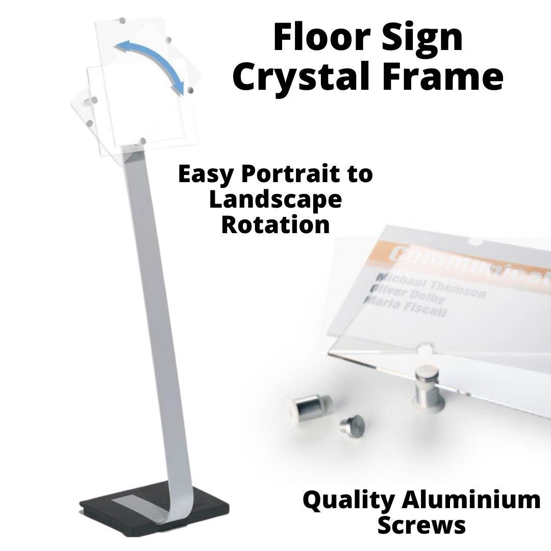 Floor Standing Crystal Clear Acrylic Sign with Transparent Display Panel Holder PPE social distancing Posters-Distinct Designs (London) Ltd