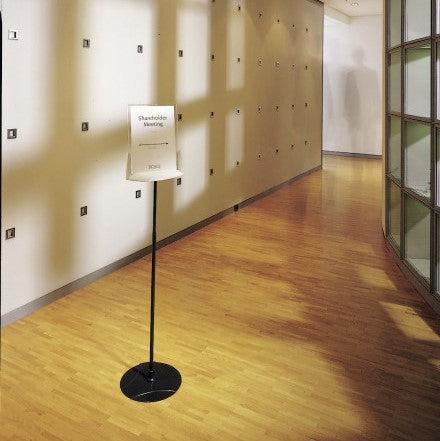 Floor Standing Round Metal Base with Telescopic Pole for A4 Display Panel Sign Holder PPE social distancing Posters-A4-Distinct Designs (London) Ltd