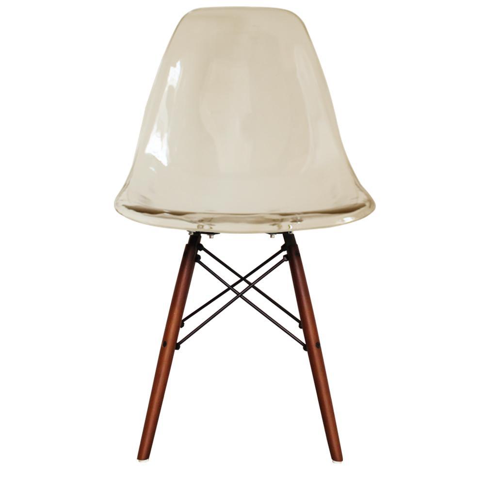 Distinct Classic Mid-Century Dining Office Transparent Smoke Chair with choice of braced Wooden Legs-Walnut-Distinct Designs (London) Ltd