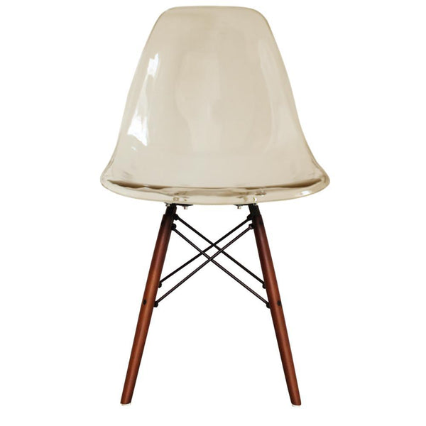Distinct Classic Mid-Century Dining Office Transparent Smoke Chair with choice of braced Wooden Legs-Walnut-Distinct Designs (London) Ltd