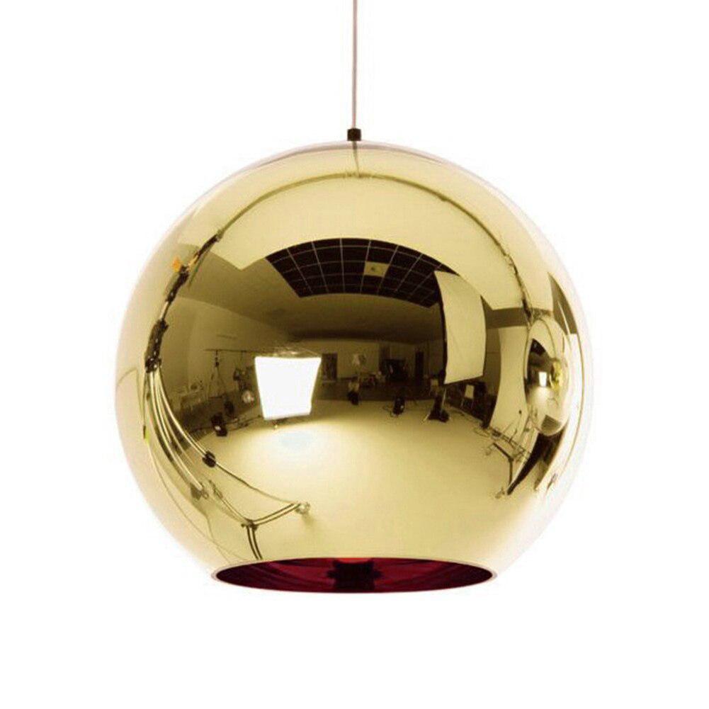 Golden, Copper or Silver Mirror effect Style Pendant Ceiling Light Glass Ball Lamp-Golden 15cm-Distinct Designs (London) Ltd