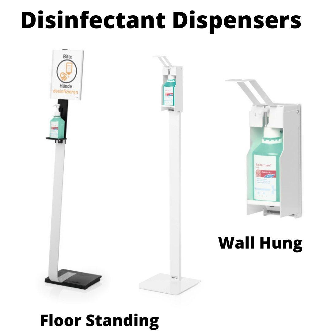 Infection Control Hand Sanitiser Disinfectant Dispenser Floor Standing Unit with A4 Information Holder-Floor Standing-Distinct Designs (London) Ltd