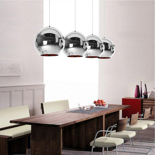 Golden, Copper or Silver Mirror effect Style Pendant Ceiling Light Glass Ball Lamp-Distinct Designs (London) Ltd