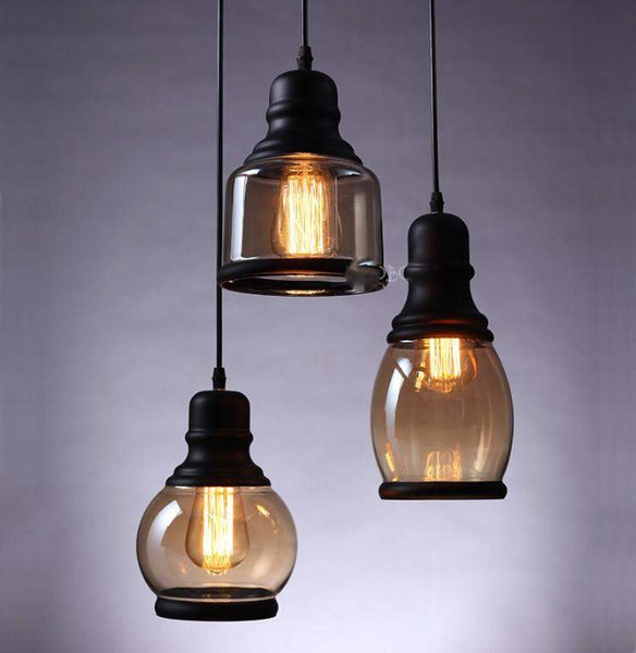 Loft Pendant Industrial Style Pendant Light in Iron and Glass for Chunky Retro Lamp style-Distinct Designs (London) Ltd