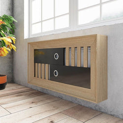 Luxury Floating Radiator Heater Cover Framed Reverse Slats & Box Cabinet Box Design with integrated top shelf up to 140cm long RCLL143-72cm-90cm-Distinct Designs (London) Ltd