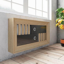 Luxury Floating Radiator Heater Cover Framed Reverse Slats & Box Cabinet Box Design with integrated top shelf up to 140cm long RCLL143-Distinct Designs (London) Ltd