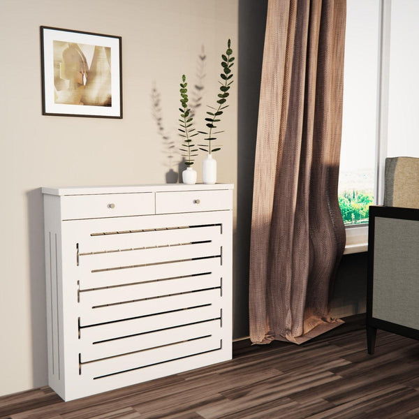 Modern Floating Radiator Heater Cover GEOMETRIC CONTOURS Cabinet Box with wooden drawers RCGE245DR-75cm-40cm-Distinct Designs (London) Ltd