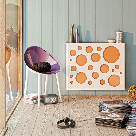 Modern Floating Radiator Heater Cover NORDIC CIRCLES Metal Cabinet design flush wood top Ref RCNR235-Distinct Designs (London) Ltd