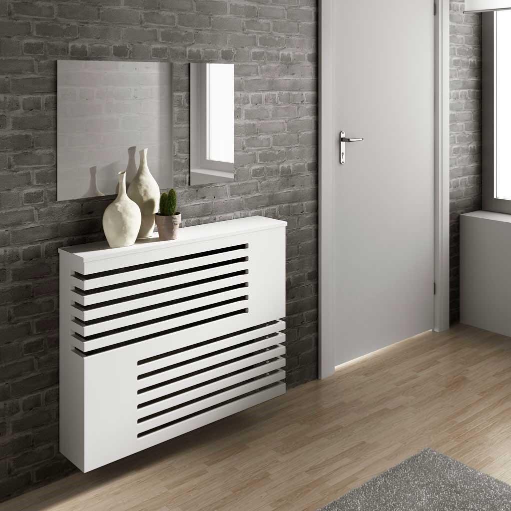 Modern Floating Radiator Heater Cover GEOMETRIC CORNER LINE Cabinet Design Wood Finish Ref RCGE241W-Distinct Designs (London) Ltd