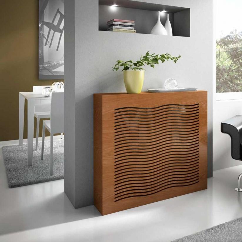 Modern Floating Radiator Heater Cover GEOMETRIC WAVE Cabinet Box Design with Top Shelf Ref RCGE247-Distinct Designs (London) Ltd