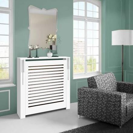 Floor Standing Modern White Radiator Heater Cabinet CLASSIC LINES Cover Box Design Ref RCCL202-75cm-40cm-Distinct Designs (London) Ltd