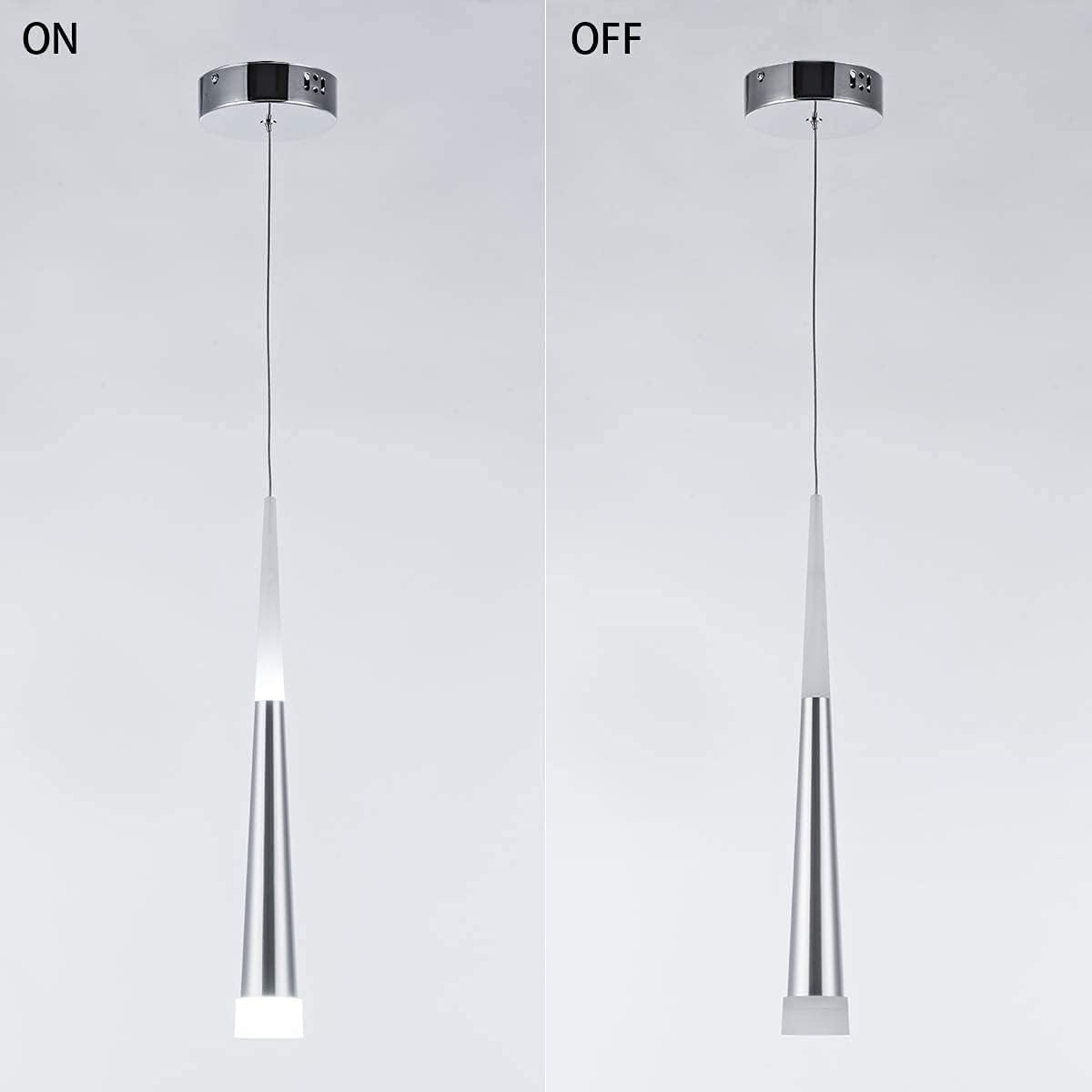 Modern Glass & Metal Pendant LED Light suspended ceiling Hanglamps with slim 45cm long cone design-1 Individual Light-Distinct Designs (London) Ltd