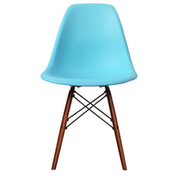 Distinct Classic Mid-Century Dining Office Sapphire Blue Chair with choice of braced Wooden Legs-Walnut-Distinct Designs (London) Ltd