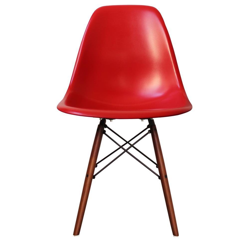 Distinct Classic Mid-Century Design Dining Office Berry Red Chair with choice of braced Wooden Legs-Walnut-Distinct Designs (London) Ltd