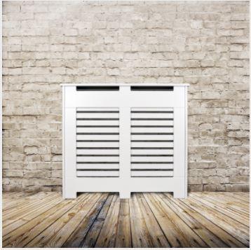 Elegant White Removable Radiator Heater Covers with Classic HORIZONTAL SLATS decorative grille screening panel-70x90cm-Distinct Designs (London) Ltd