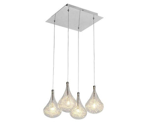 Teardrop Chrome Glass Ceiling Pendant Lighting with 3 wire filled clear lamp shades-4 Lights-Distinct Designs (London) Ltd