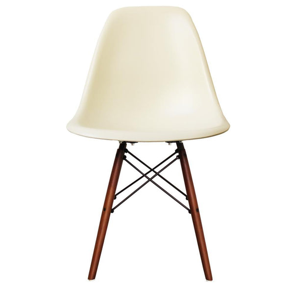 Distinct Classic Mid-Century Design Dining Office Cream White Chair with choice of braced Wooden Leg-Walnut-Distinct Designs (London) Ltd