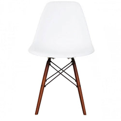 Distinct Classic Mid-Century Design Dining Office Pure White Chair with choice of braced Wooden Legs-Walnut-Distinct Designs (London) Ltd