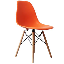 Distinct Classic Mid-Century Design Dining Office Orange Chair with choice of braced Wooden Legs-Distinct Designs (London) Ltd