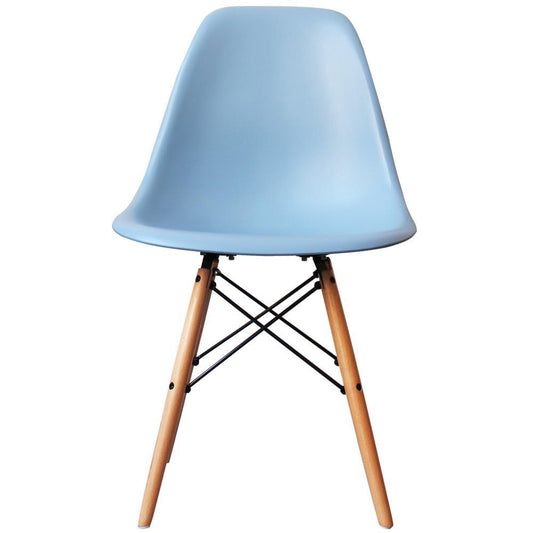 Distinct Classic Mid-Century Design Dining Office Sky Blue Chair with choice of braced Wooden Legs-Natural Beach-Distinct Designs (London) Ltd